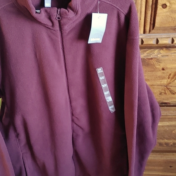 NWT Men's 2X Burgundy Full Zip Fleece Jacket - Picture 2 of 9